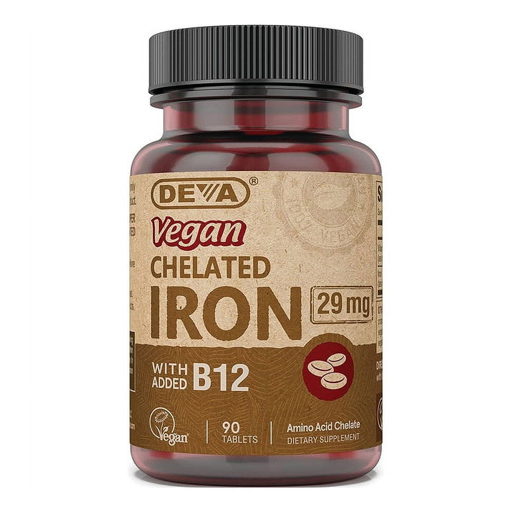 Deva Nutrition Vegan Chelated Iron 29 Mg With Added B12 Tablets, 90 Ea